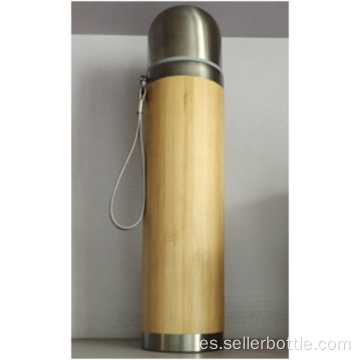 Botella de bala de vacío de bambú de 450 ml con cuerda